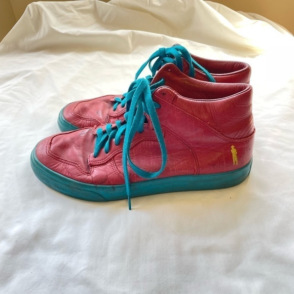 Alife x Barney’s New York Leather High Top Sneakers‎ in Red Blue Size 9.5 - Picture 3 of 9